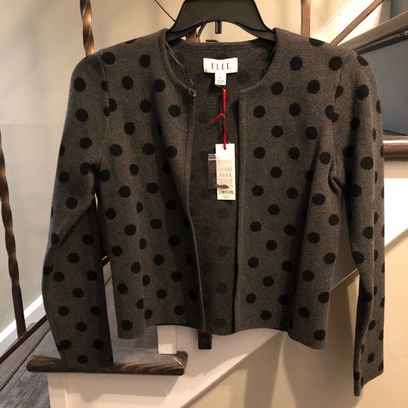 Elle - Gray cardigan, black polka dots - Picture 3 of 4